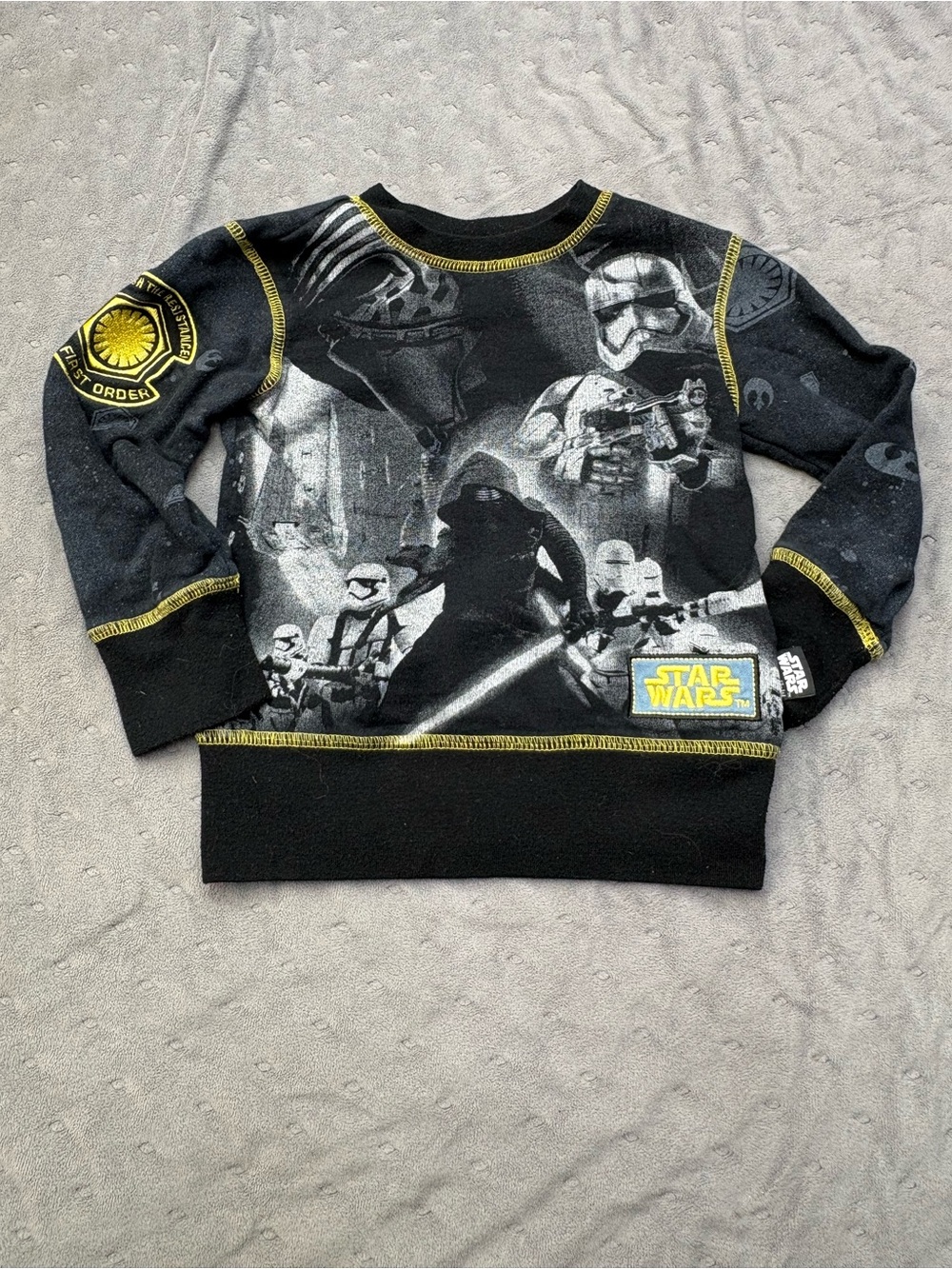 Star Wars Black Kids Sweatshirt with Yellow Accent Stitching